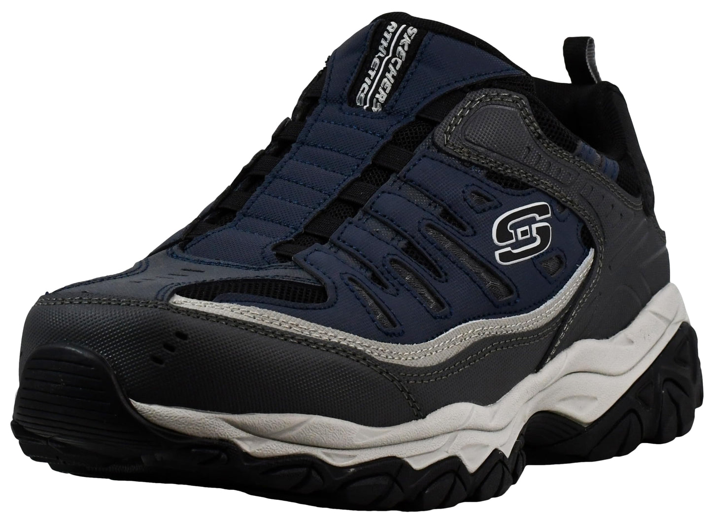 Skechers Men's Afterburn Wonted Memory Fit Slip-On Trainer, Navy/Grey, 14 W US