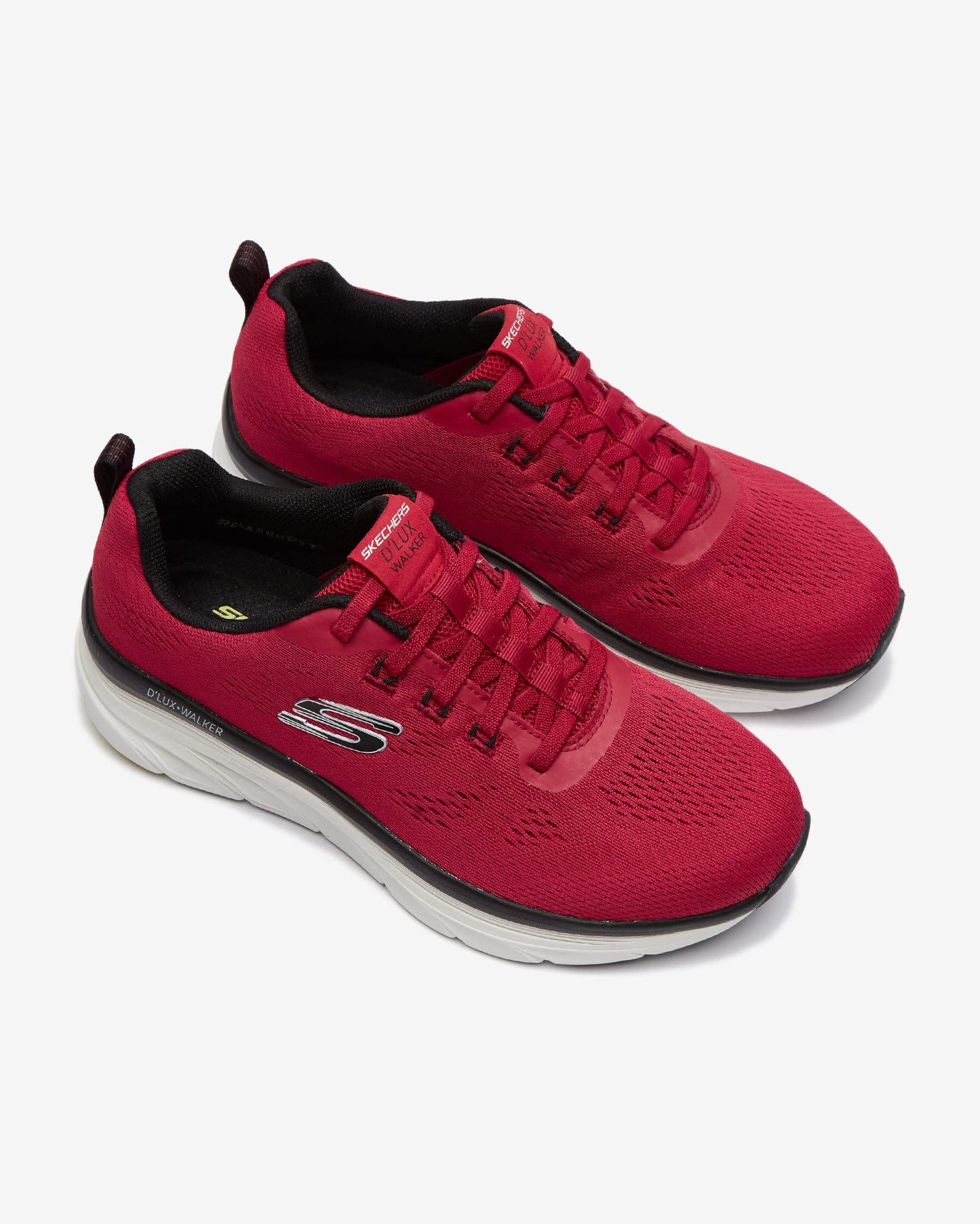 Skechers Mens Relaxed Fit: DLux Walker Commuter Sneaker, Red,White,Black, 10.5