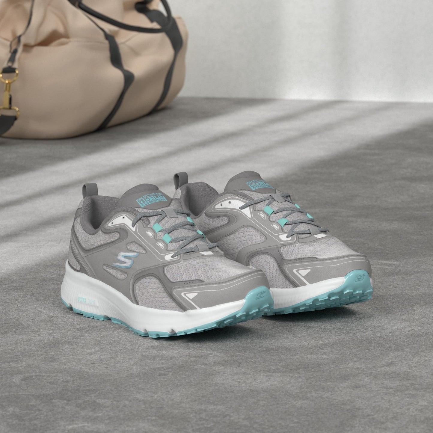 Skechers Women's Go Run Consistent Sneaker, Gray/Turquoise, 8.5