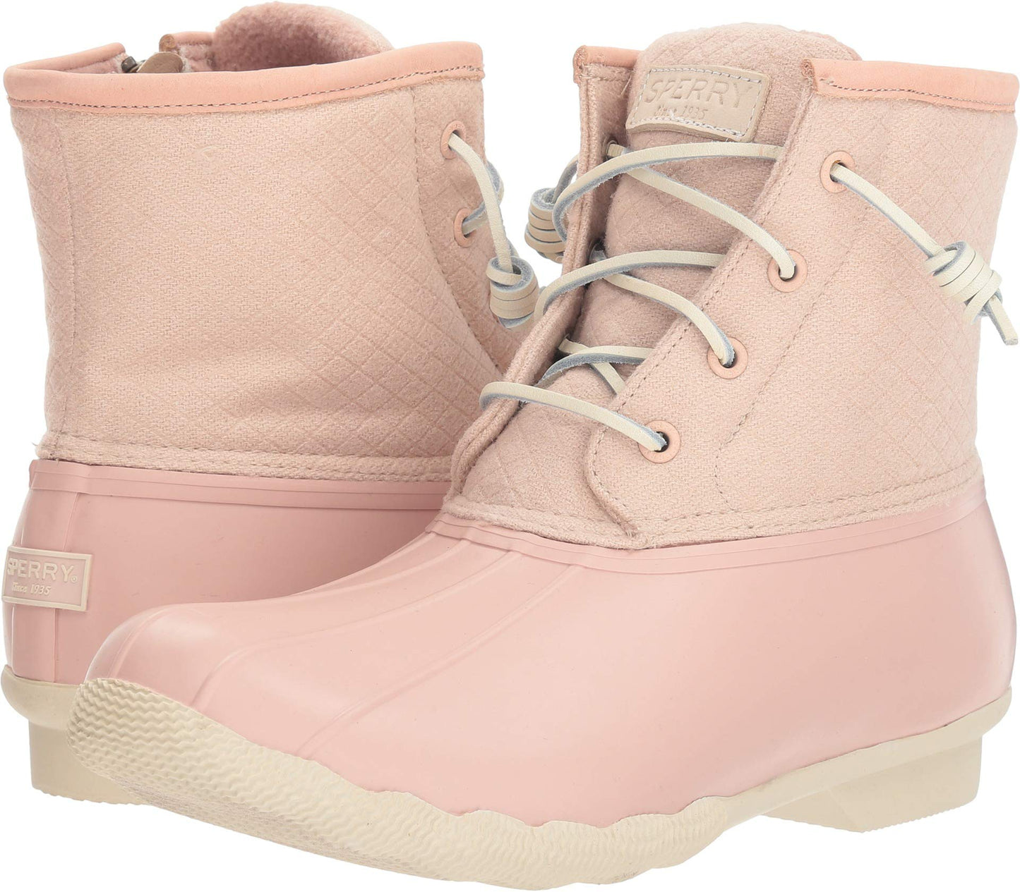 Sperry Women's Saltwater Wool Embossed Rain Boot, Rose Dust, 6.5 M US