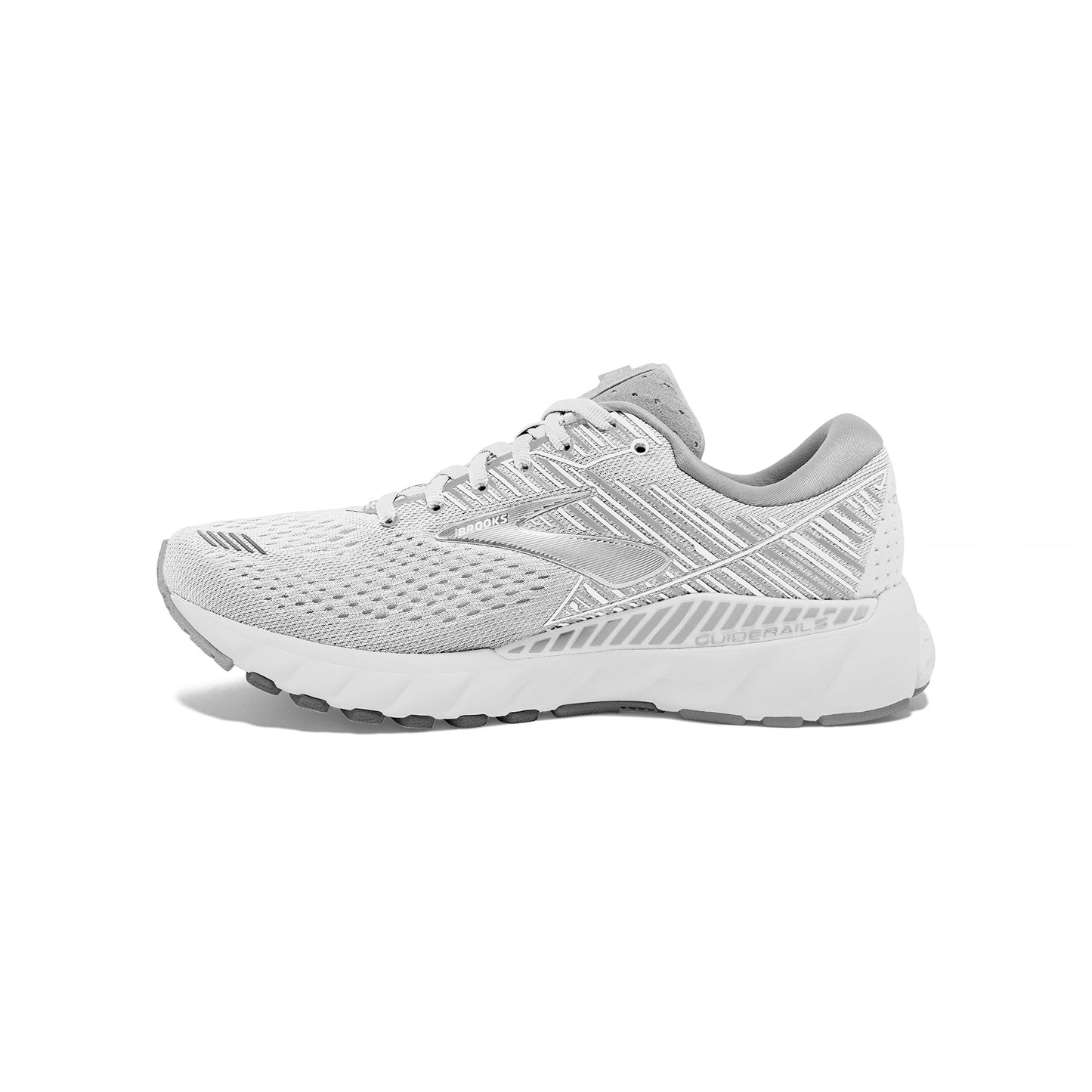 Brooks Womens Adrenaline GTS 19 Running Shoe - White/White/Grey - D - 10.5