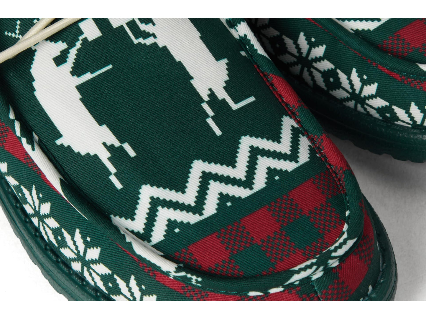 Hey Dude Wally Holiday Cheers - Loafers for Men - Textile Upper - Elastic Laces - Synthetic Outsole Green/Multi 10 M