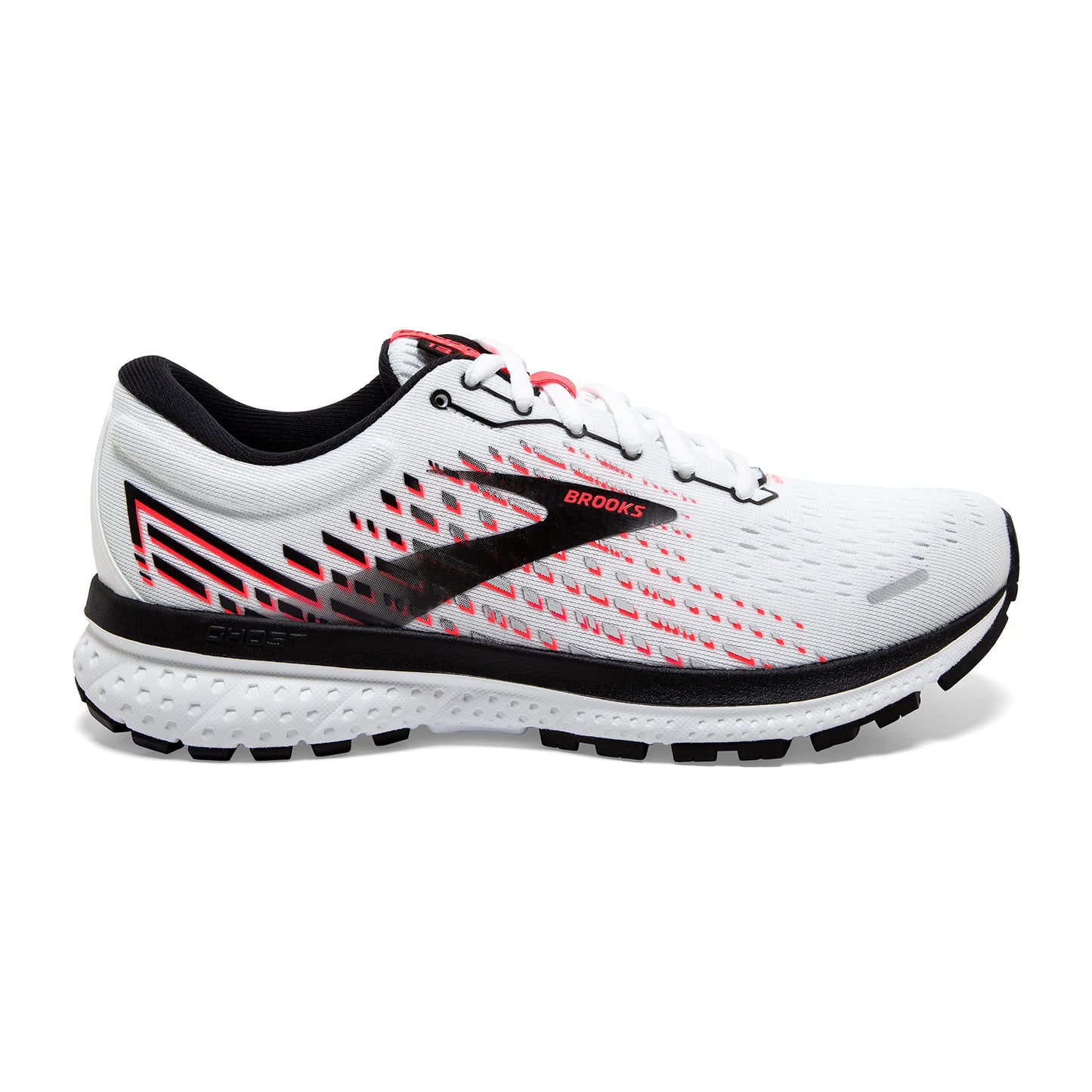 Brooks Women's Ghost 13 Running Shoe - White/Pink/Black - 12 Medium
