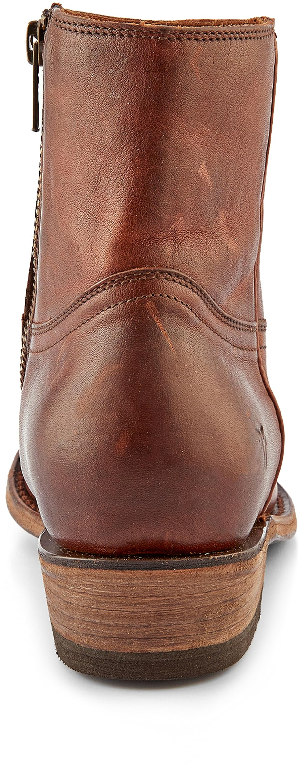 Frye Billy Inside Zip Booties for Women Crafted from Antiqued Pull-Up Leather with Wellington Stitchwork and Piping, Brass Hardware, and Inside Zipper – 5 ¾” Shaft Height, Redwood - 6.5M