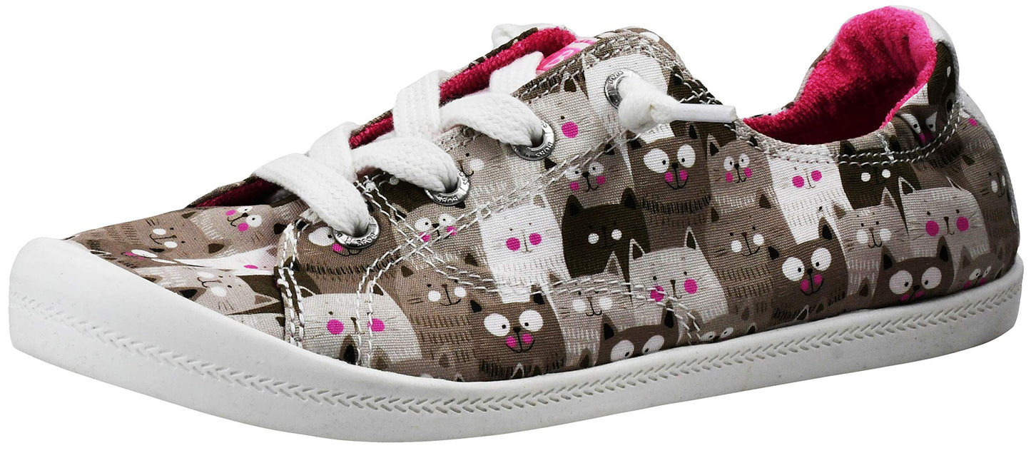 Skechers BOBS Women's Beach Bingo-Kitty Pack Sneaker, Taupe/Multi, 6 M US