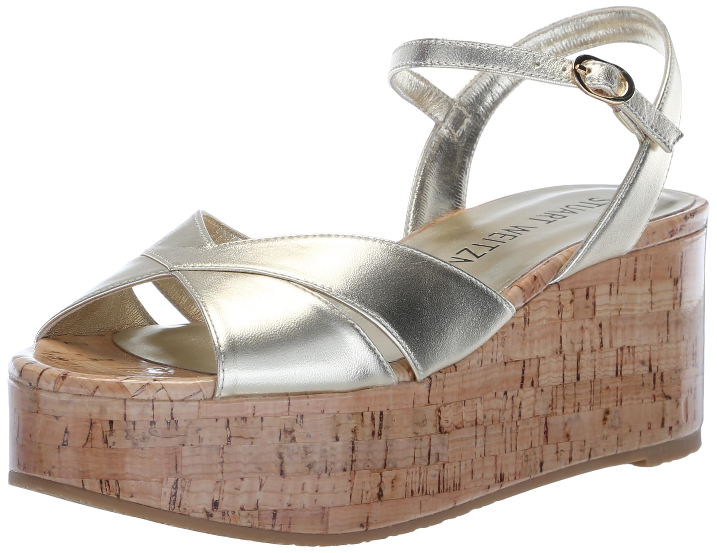 Stuart Weitzman Womens Carmen Midi Wedge Light Gold 8 Medium