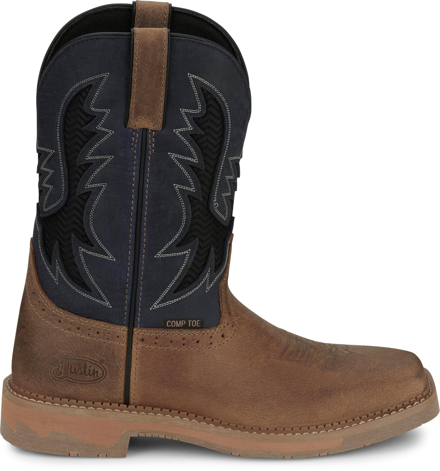 Justin Work Bolt 11" Composite Toe Men's Industrial-and-Construction-Boots, EH Rated, Oil & Slip Resistant, ASTM F2413, Cement Construction, Peanut Tan - 9.5 D