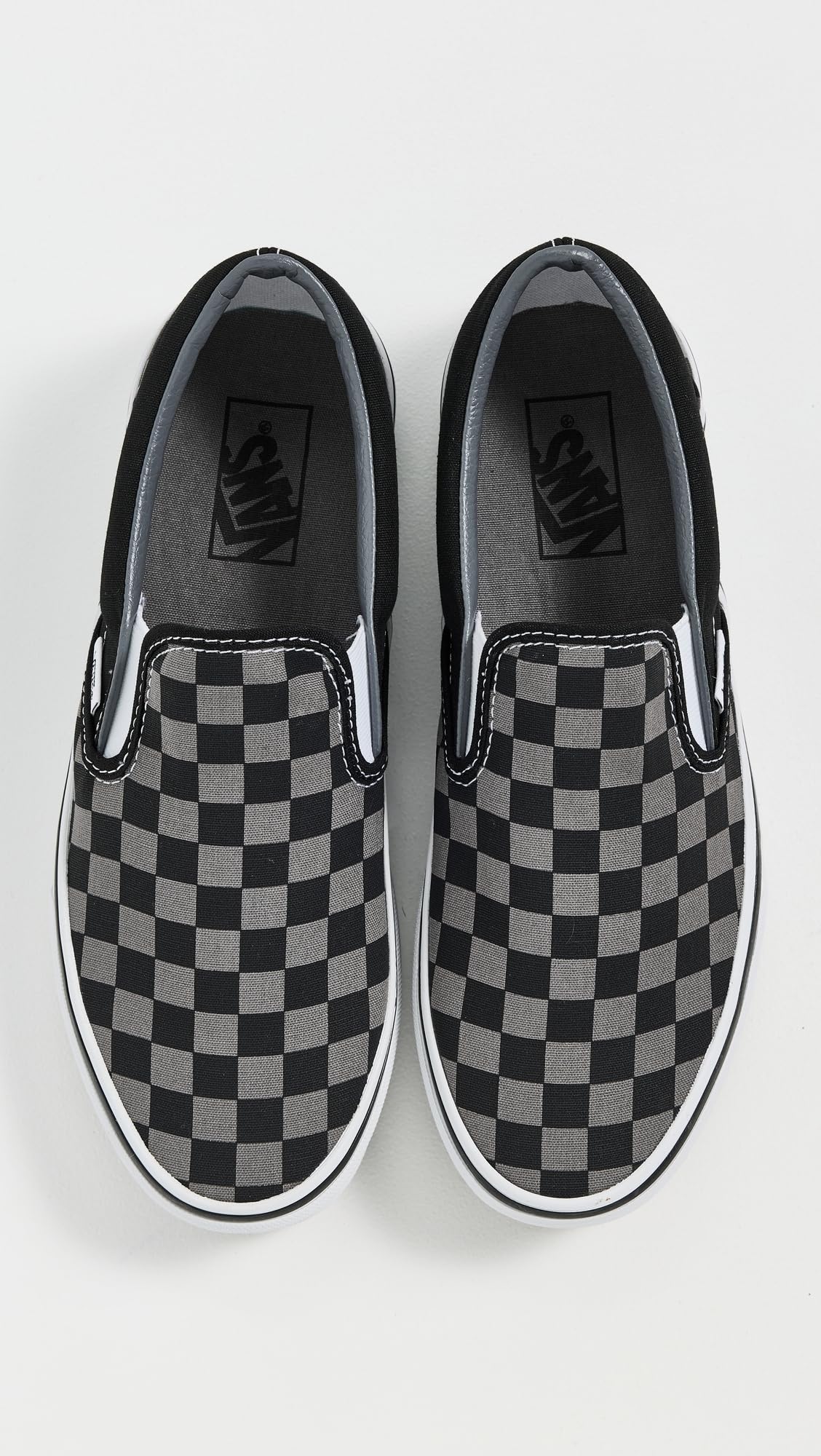 Vans Classic Slip On Unisex Sneakers, Black/Pewter Checkerboard, 13 US Women/11.5 US Men