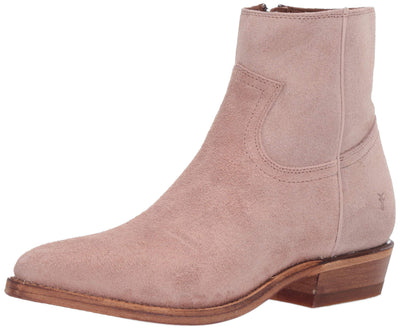 Frye Billy Inside Zip Booties for Women Crafted from Antiqued Pull-Up Leather with Wellington Stitchwork and Piping, Brass Hardware, and Inside Zipper – 5 ¾” Shaft Height, Pale Blush - 6M
