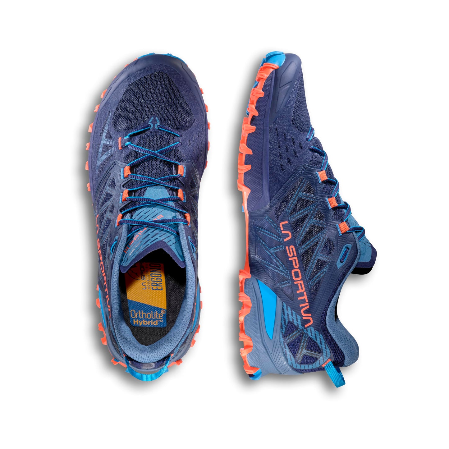 La Sportiva Men's Bushido III Performance Mountain/Trail Running Shoes, Deep Sea/Cherry Tomato, US 9 Wide (EU Equivalent 42)