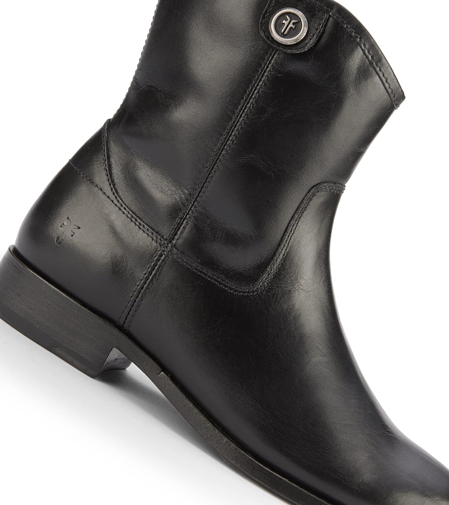Frye Melissa Button Short 2 Boots for Women Made from Vintage Leather with Antique Silver Hardware, Leather Lining, and Leather Outsole – 7” Shaft Height, Black - 8.5M