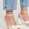 Loeffler Randall Women's Camellia Pleated Bow Heel with Ankle Strap, Pearl, 7 Medium US