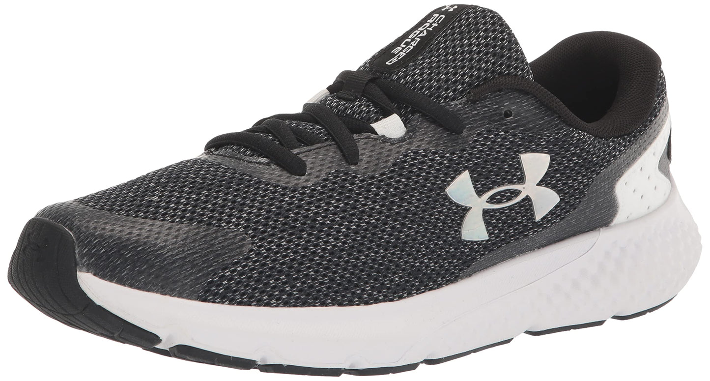 Under Armour Women's Charged Rogue 3 Knit, (001) Black/White/Iridescent, 10, US
