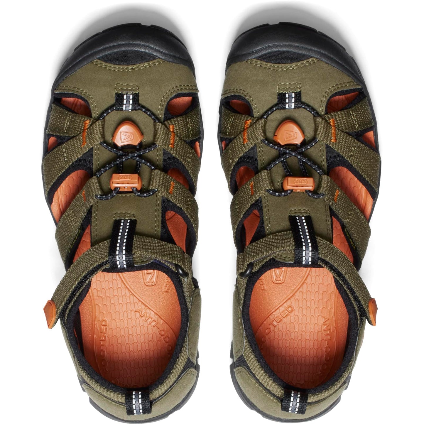 KEEN Unisex-Child-Seacamp 2 CNX Closed Toe Sandals, Dark Olive/Gold Flame, 4 US Big Kid