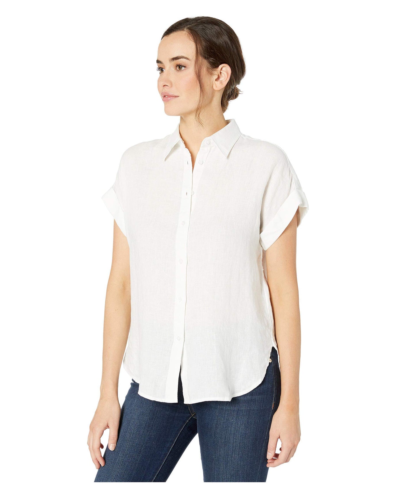 Lauren Ralph Lauren Linen Dolman-Sleeve Shirt White MD
