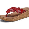 Skechers Women's ARCHFIT BEVERLEE - RARE BLOSSOM, Floral Applique Thong, RED, 9M