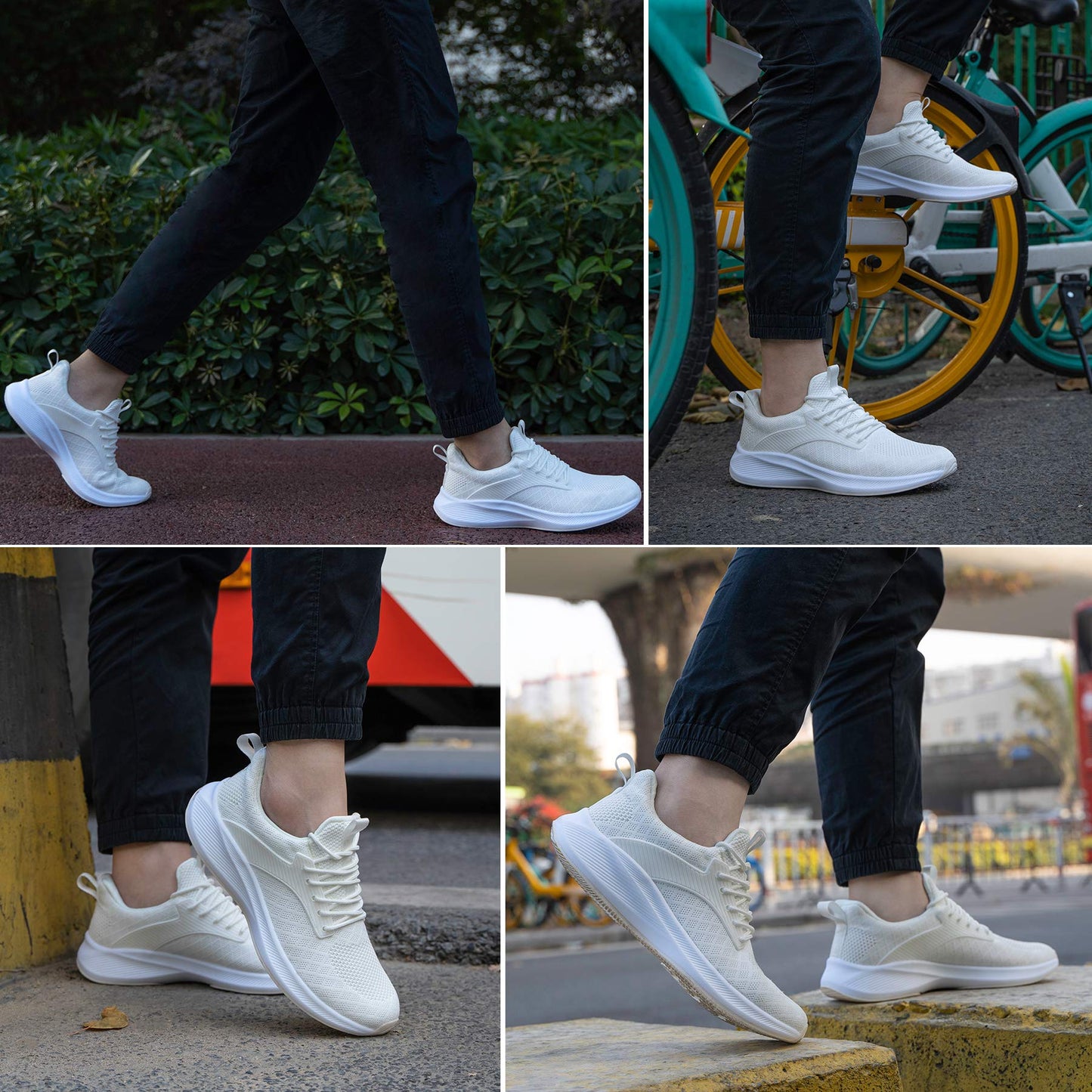 Mens Sneakers White Shoes for Men - Slip Resistant Trail Running Athletic Tennis Workout Gym Shoes Altra Light Breathable Mesh Casual Walking Shoes Size 10