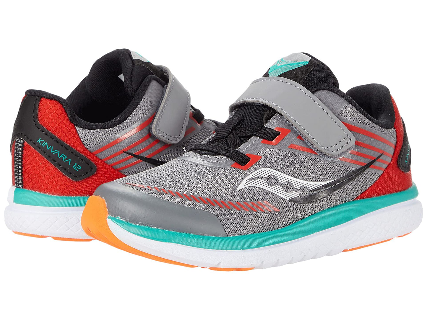 Saucony Kinvara 12 JR Running Shoe, Grey/Orange, 4.5 US Unisex Little Kid