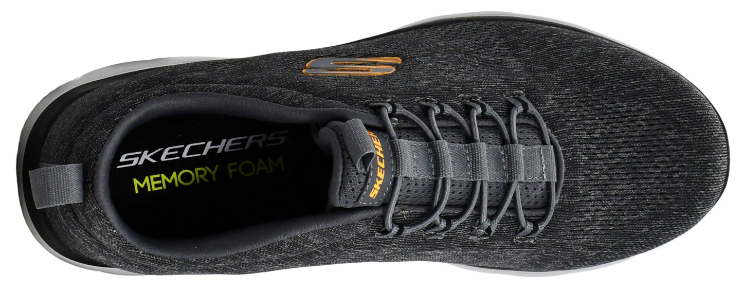 Skechers Men's Summits Louvin Slip-On Sneaker, Charcoal/Orange, 8 Wide