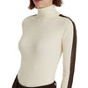 Lauren Ralph Lauren Faux-Leather-Trim Turtleneck Sweater Mascarpone Cream/Chocolate LG