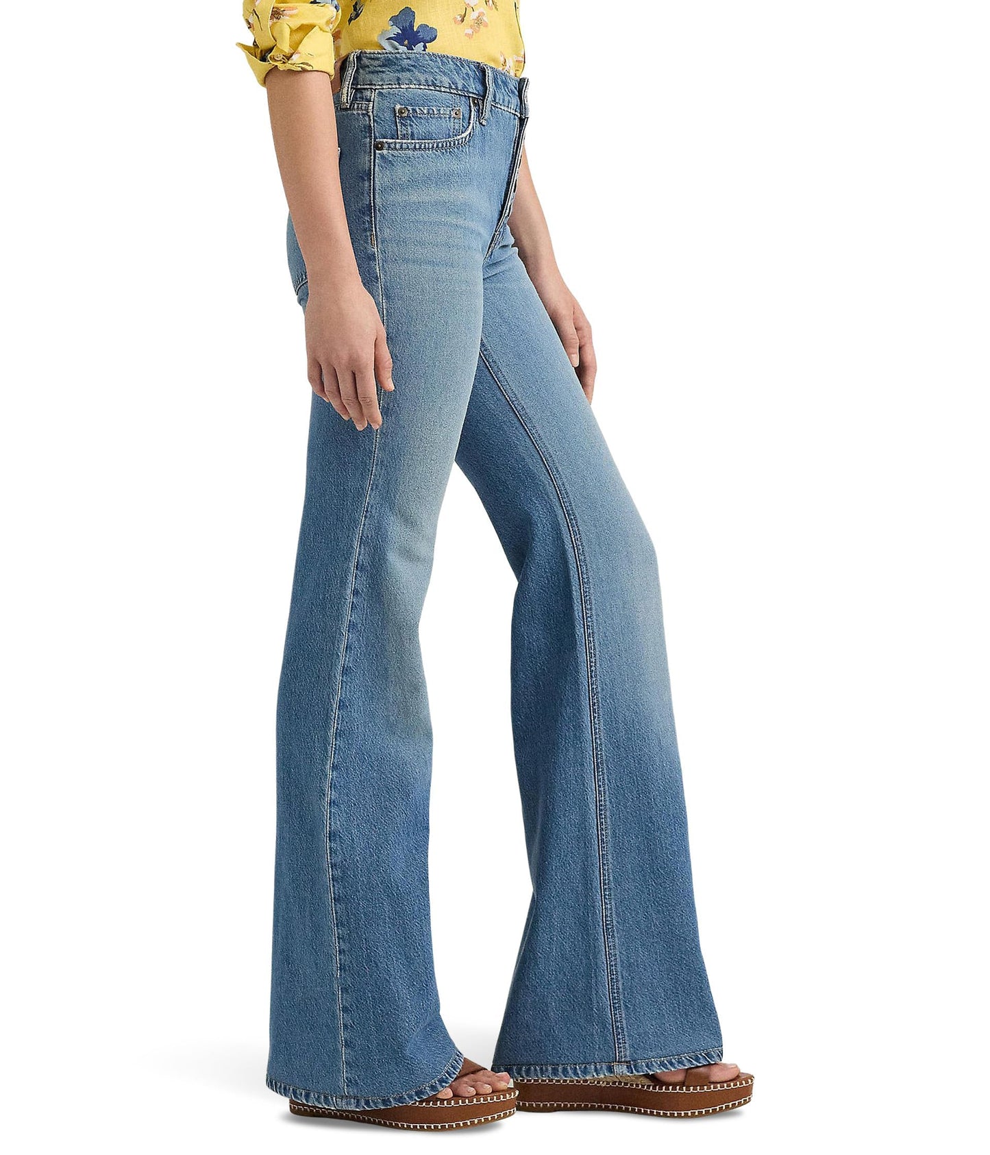 Lauren Ralph Lauren Women's Petite High-Rise Flare Jean Mirabeau Wash 4