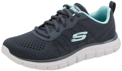 SKECHERS Women's Track New Staple Sneaker, Navy Aqua, 9.5