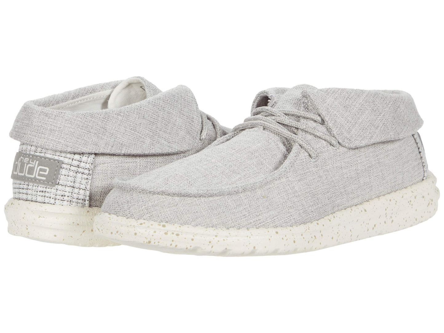 HEYDUDE Women's Britt Linen Light Grey Size 8 | Women’s Shoes | Women’s Lace Up Boots | Comfortable & Light-Weight