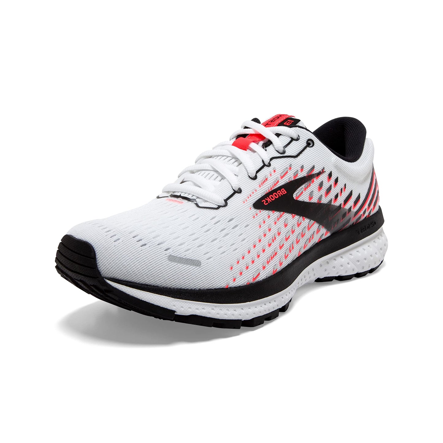 Brooks Women's Ghost 13 Running Shoe - White/Pink/Black - 12 Medium