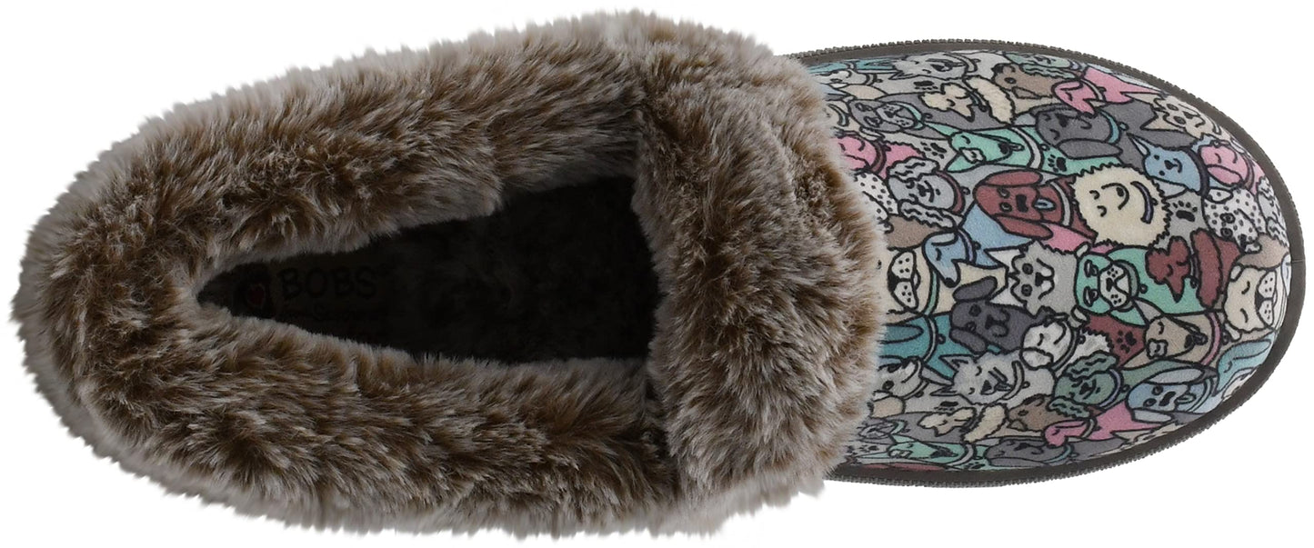 Skechers Womens Too Cozy Pooch Parade Slipper, Taupe Multi,9 M US