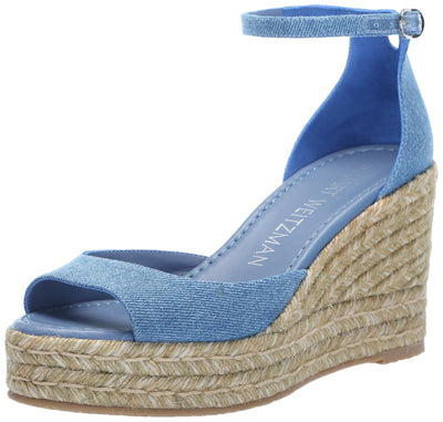 Stuart Weitzman Womens Nudistia Espadrille Wedge Washed 8.5 Medium