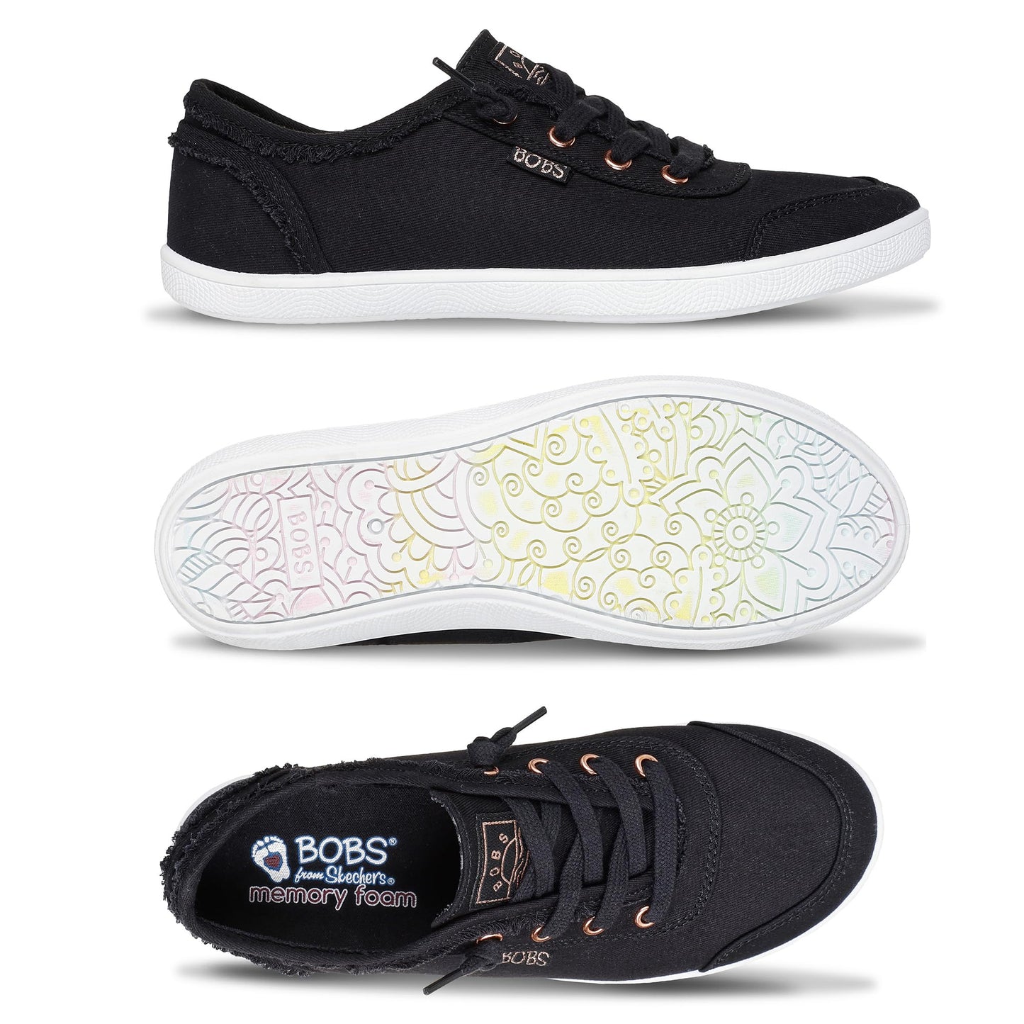 Skechers Women's Bobs B Cute Sneaker – Memory Foam, Flexible Outsole, Lightweight Vegan Shoes, Black, 5