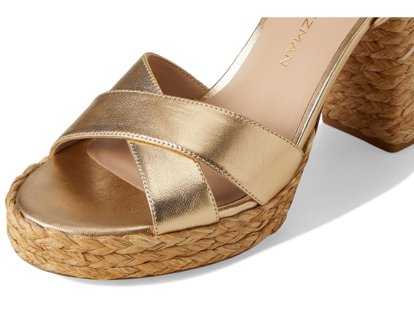 Stuart Weitzman Womens Dayna Platform Sandal Golden/Natural 7 Medium
