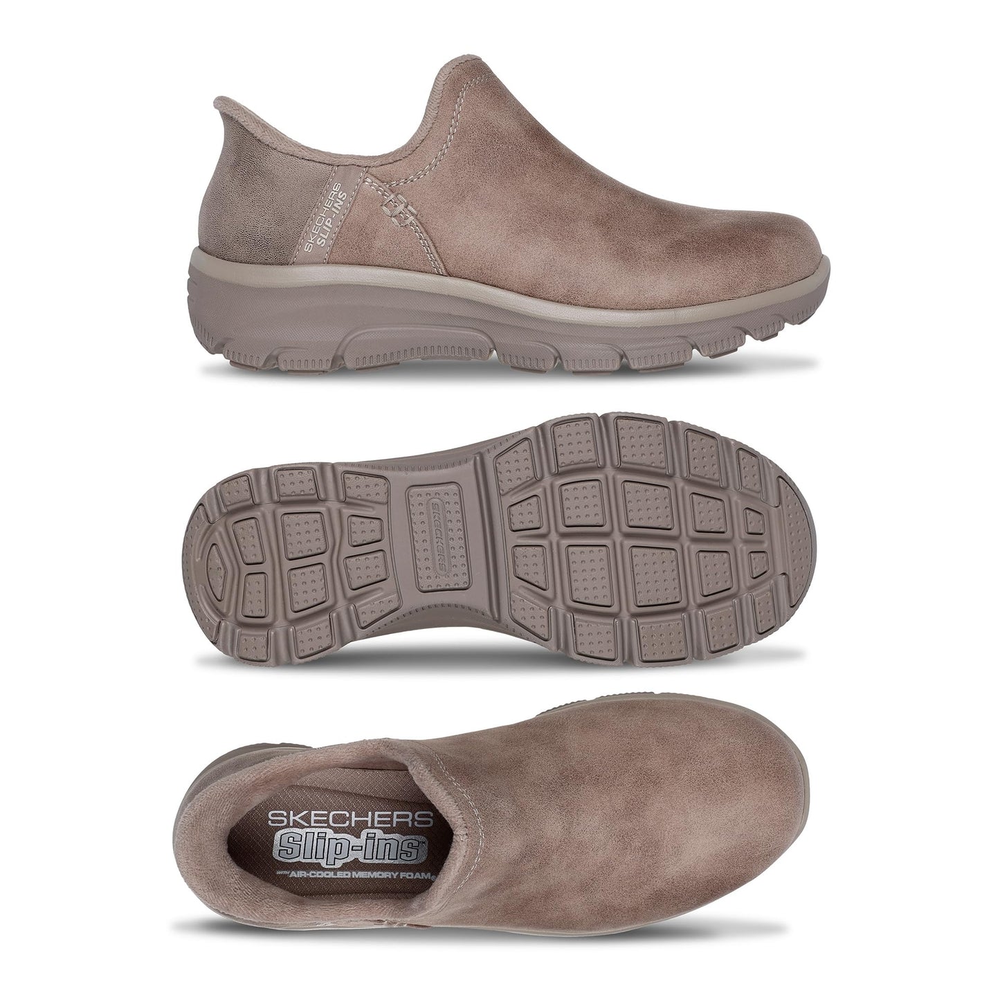Skechers Women's Easy Going-Modern Hour-Hands Free Slip-Ins Ankle Boot, Taupe, 7 Wide
