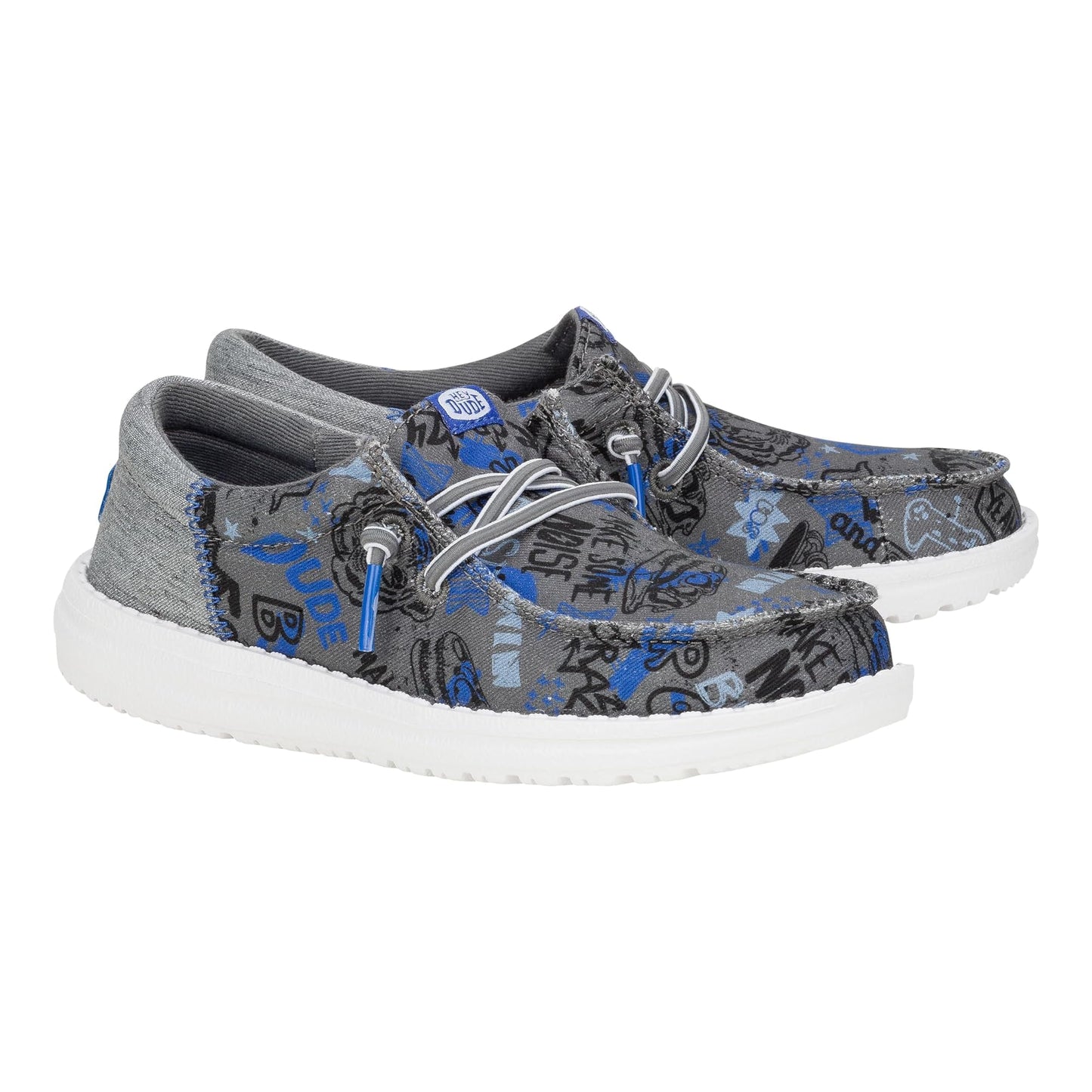 HEYDUDE Men's Kid Wally Funk Graffiti Mix (Little Kid/Big Kid), Blue, 11 Medium