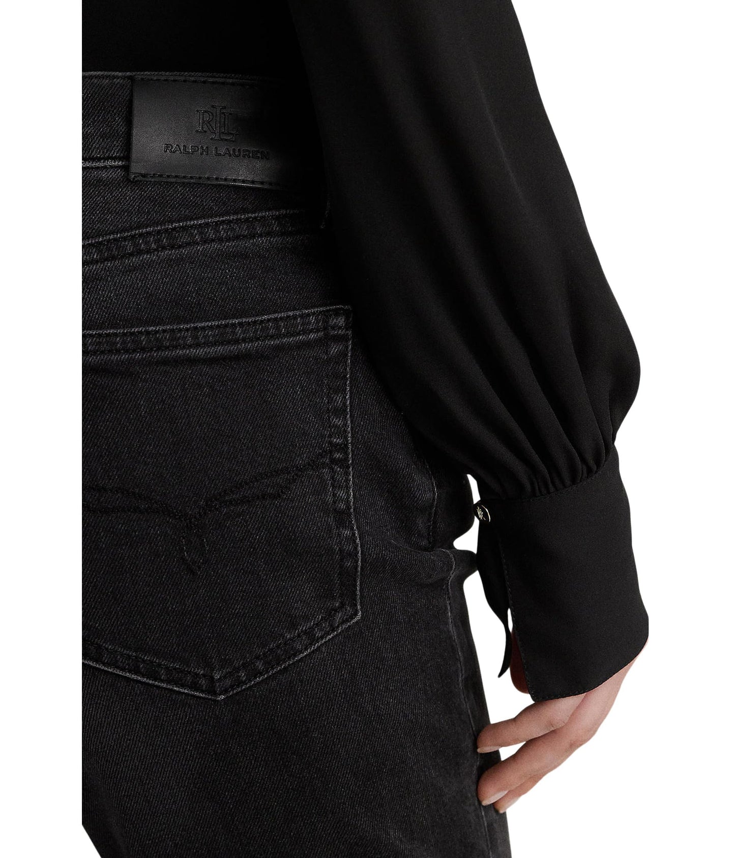 Lauren Ralph Lauren Womens Petite Relaxed Tapered Ankle Jeans in Empire Black 12