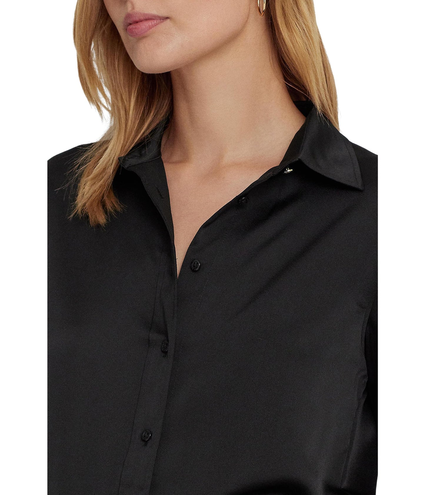 Lauren Ralph Lauren Satin Charmeuse Shirt Black LG