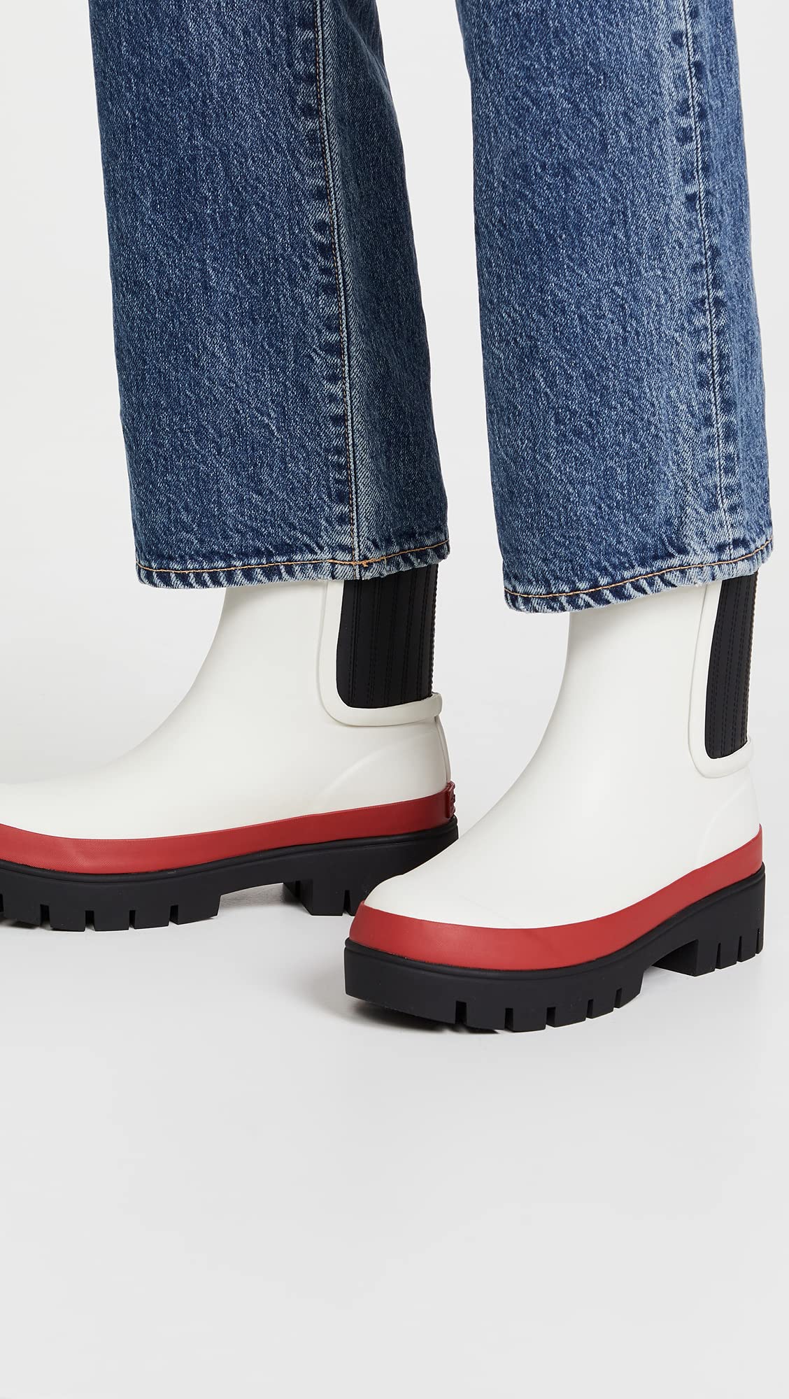 Tory Burch Women's Foul Weather Boots, New Ivory/Perfect Black, 6 Medium US