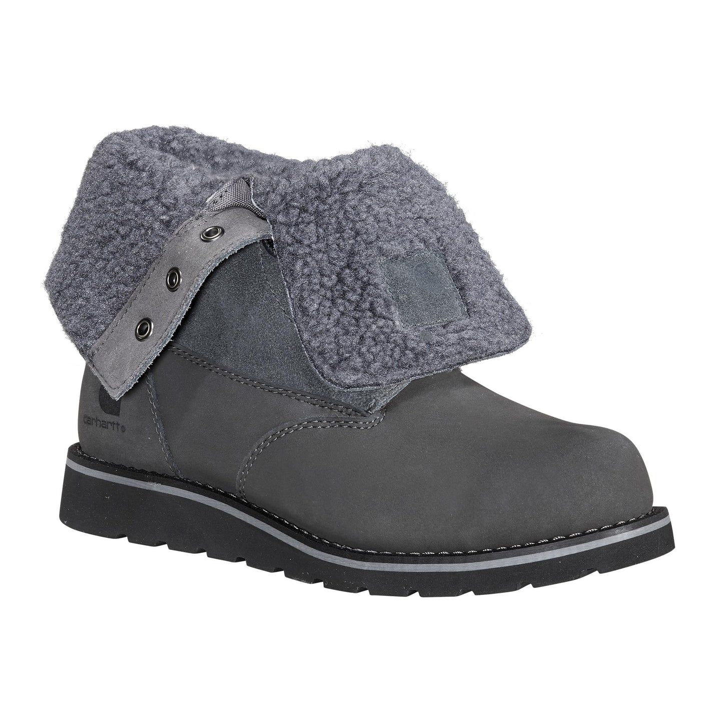 Carhartt Women's Waterproof 8" Sherpa Lined Fold Down Winter Wedge Boot, Dark Grey - 11 M