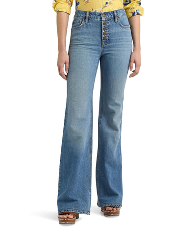 Lauren Ralph Lauren Women's Petite High-Rise Flare Jean Mirabeau Wash 4