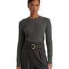 Lauren Ralph Lauren Womens Cable-Knit Puff-Sleeve Sweater Modern Grey Heather Medium