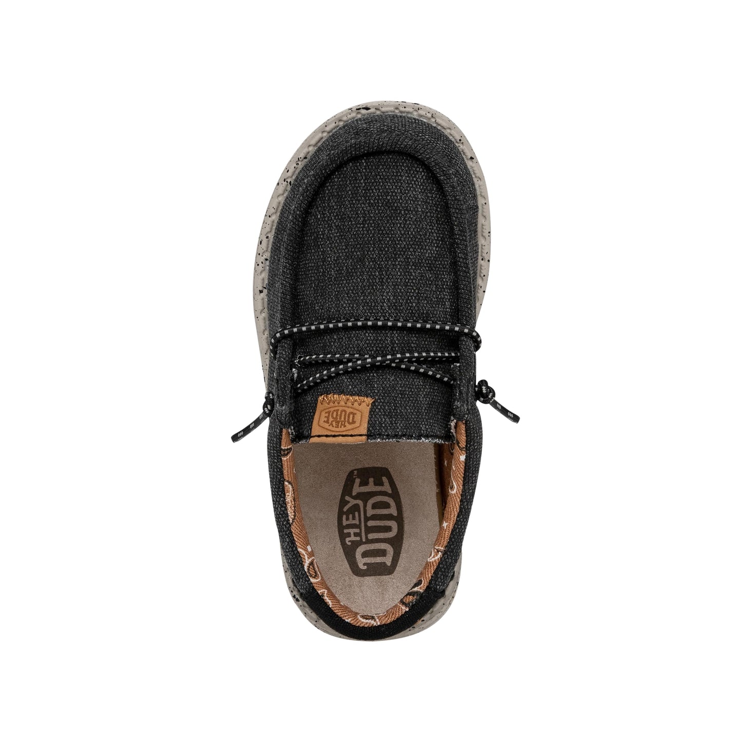HEYDUDE Wally Toddler Washed Canvas | Boy's Loafers | Boy's Slip On Shoes | Comfortable & Light Weight Black