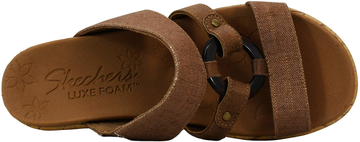 Skechers Women's Beverlee-sail Away Slide Wedge Sandal, Luggage, 6 M US