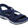 Skechers Women's REGGAE SLIM - SUMMER SPARKLE, Hands Free Slip-Ins Jeweled Stretch Knit Sandal, Navy, 12M