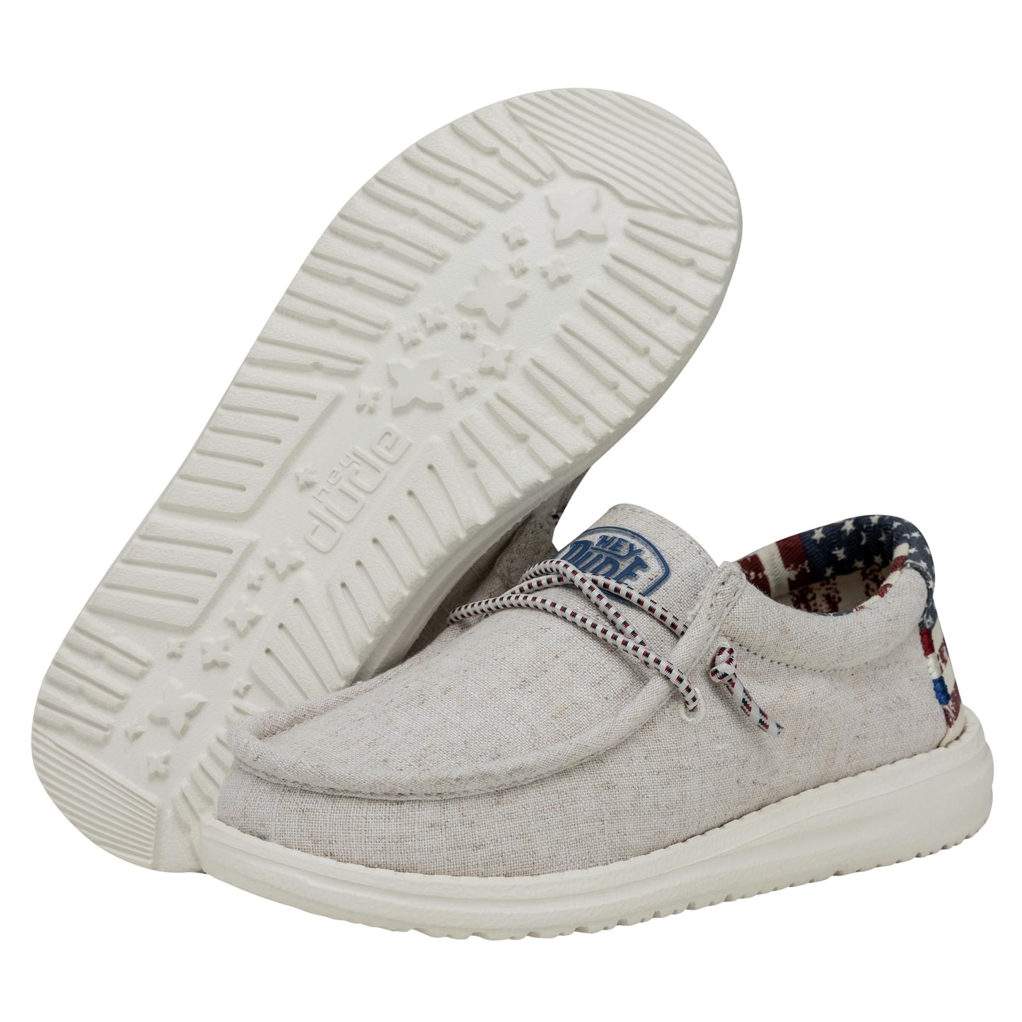 HEYDUDE Boy's Wally-Toddler Patriotic Off White Patriotic Size 6 | Youth's Shoes | Youth Slip-on Loafers | Comfortable & Light-Weight