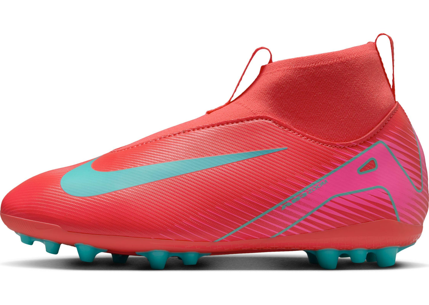 Nike Jr. Mercurial Superfly 10 Academy Little/Big Kids' AG High-Top Soccer Cleats (FQ8308-800, Ember Glow/Aurora Green) Size 2