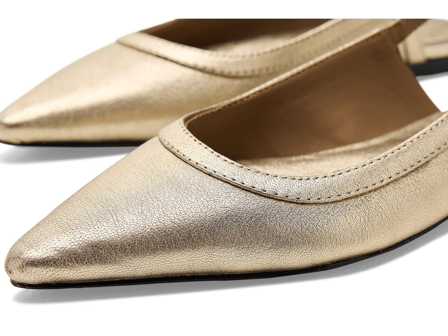 Free People Womens Jules Point Flat, Gold, 8 Medium