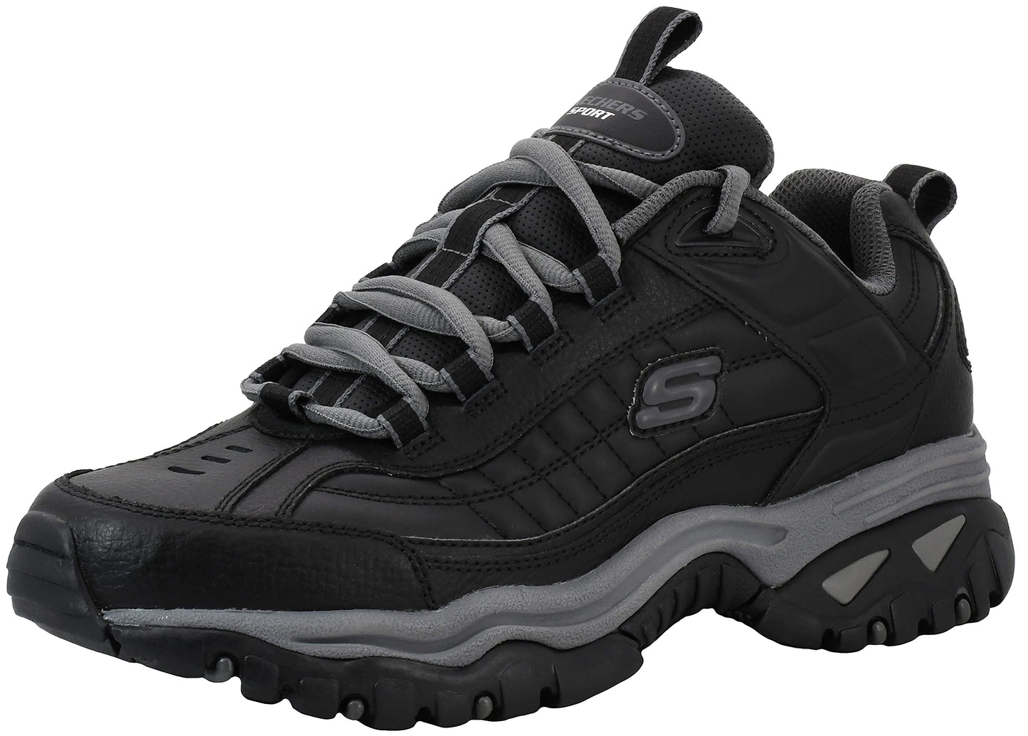 Skechers Men's Energy Afterburn Lace-Up Black/Charcoal Sneaker 8.5 W US