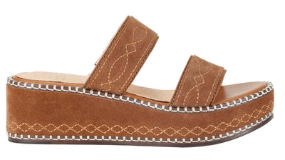 Frye Women's Joy Woodstock 2 Band Wedge Sandal, Bark, 9.5