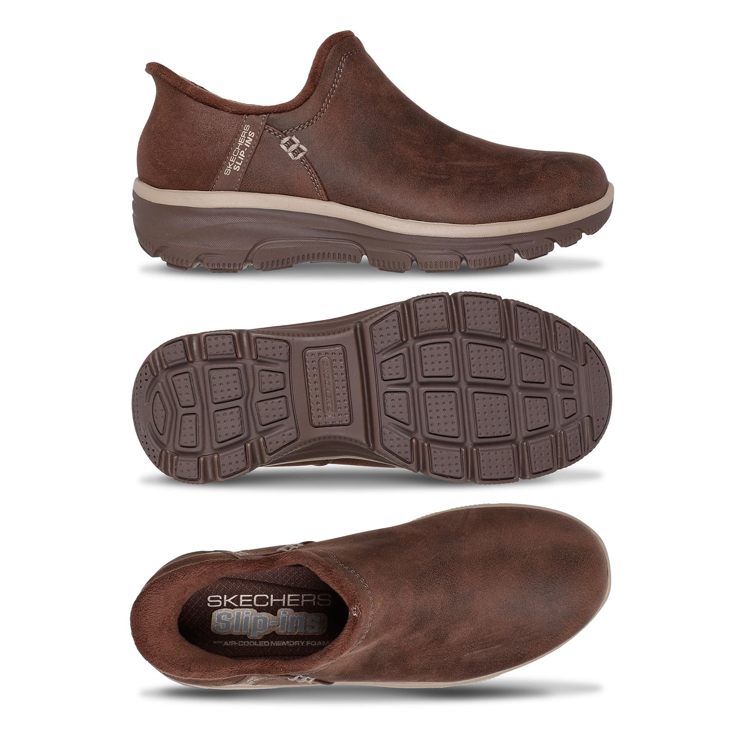 Skechers Women's Easy Going-Modern Hour-Hands Free Slip-Ins Ankle Boot, Chocolate, 9 Wide