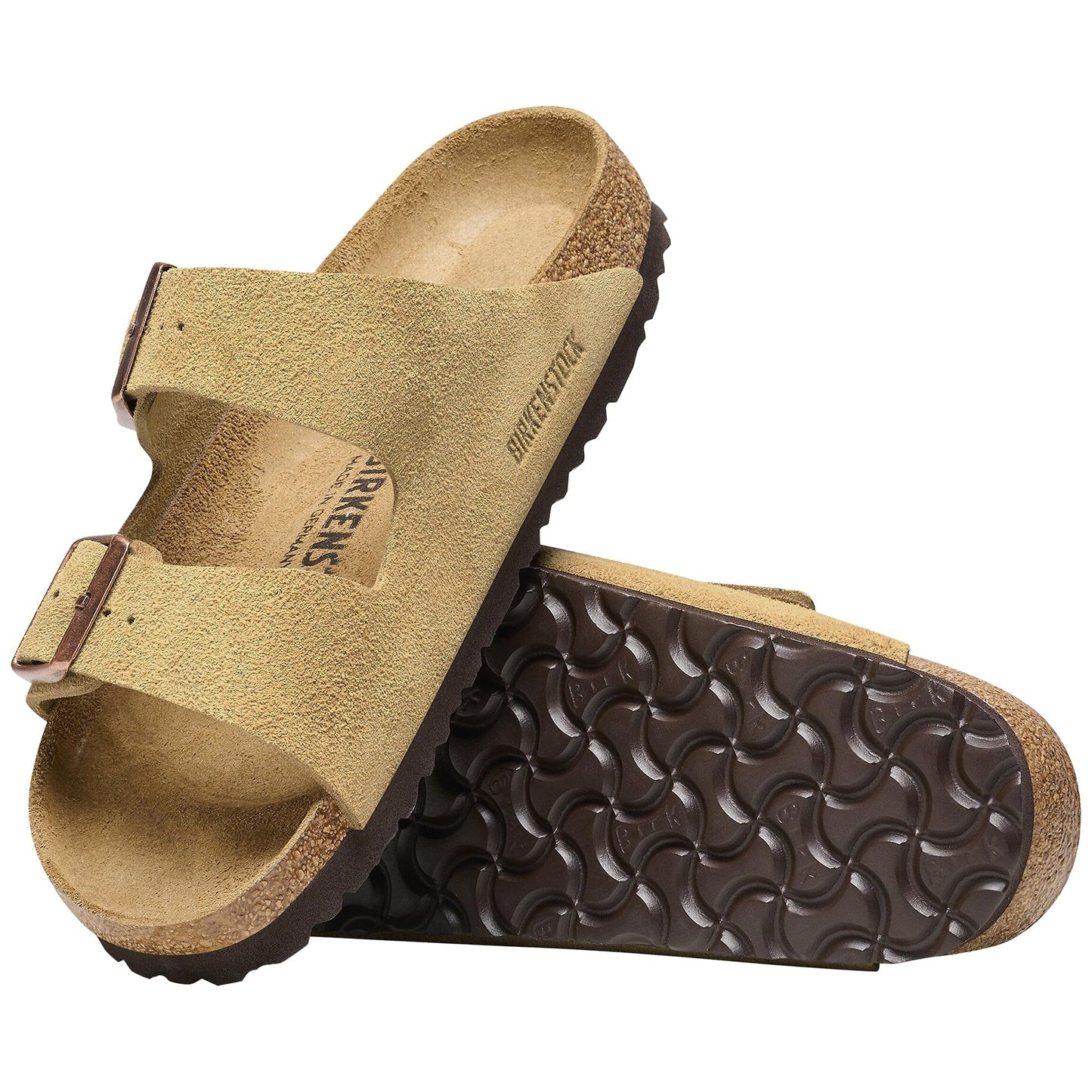 Birkenstock Women's Arizona Sandals, Latte Cream, Tan, 6-6.5 Narrow US